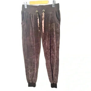 Philipp Plein brown velour rhinestone Y2K Sweatpants  XL